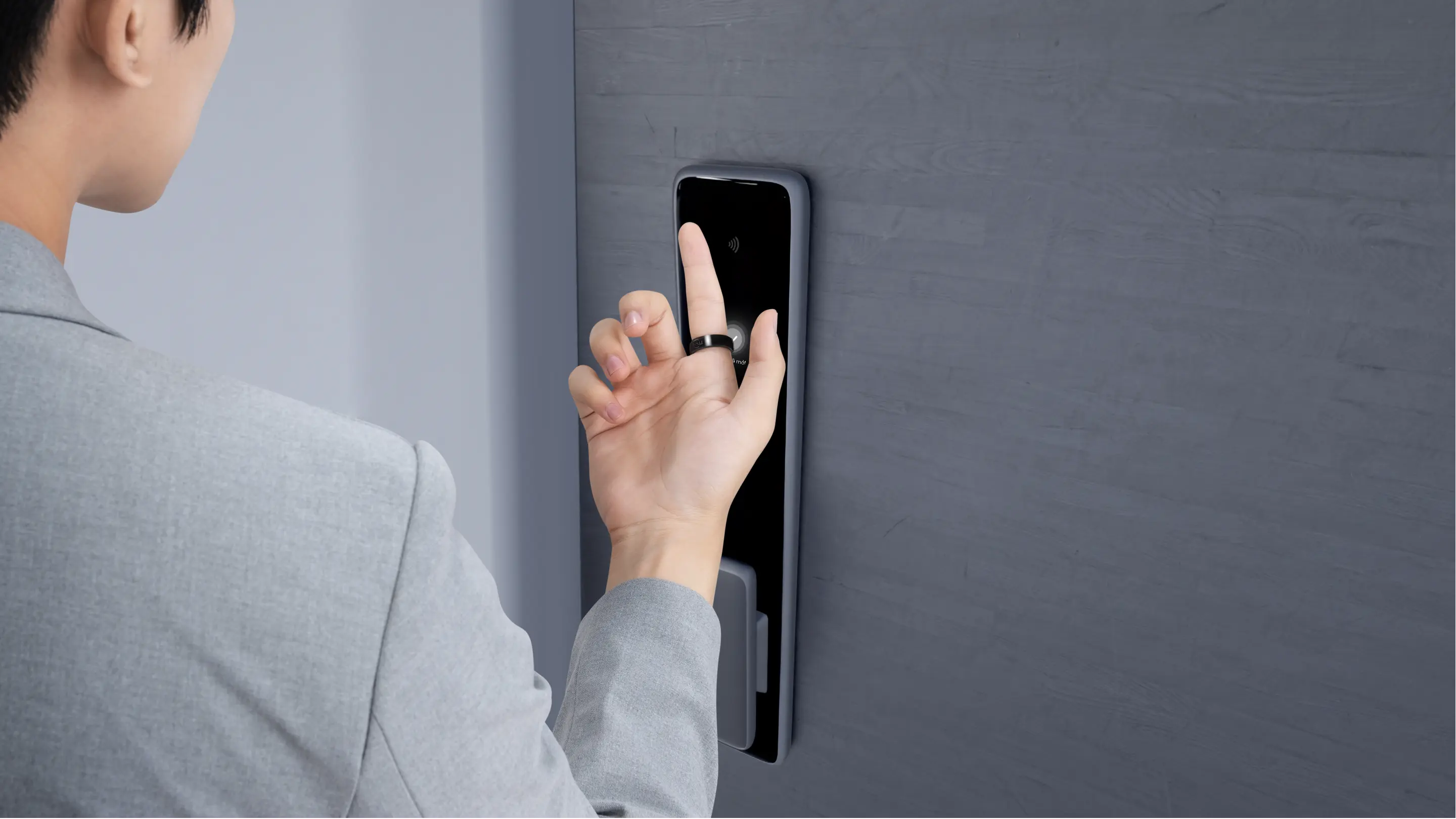 Person using smart access reader